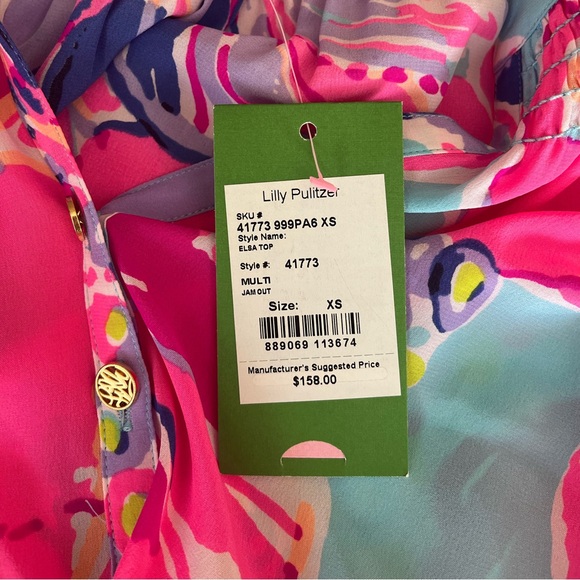 {Lilly Pulitzer} Elsa Silk Long Sleeve Blouse in Multi Jam Out - Size XS - NWT - Picture 10 of 11